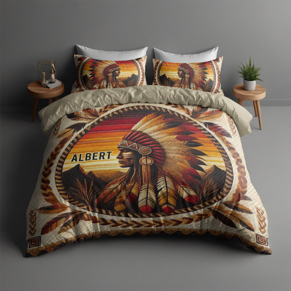 Personalized Native American Culture Quilt Bedding Set - Customizable Gift for Enthusiasts Blanket PopCulturePrints