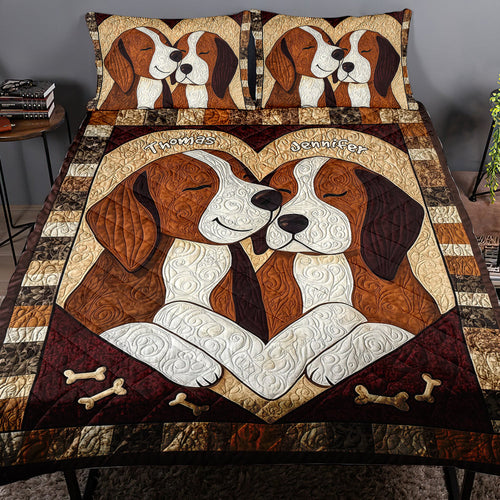 Custom Dog Couple Quilt Bed Set | Personalized Valentine's Day Gifts Blanket PopCulturePrints