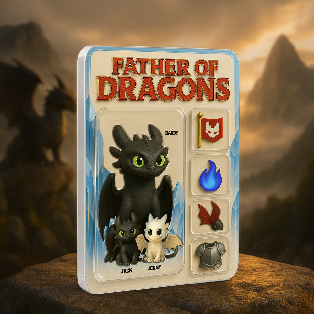 "Be the Hero in Your Story - Father of Dragons Acrylic Plaque, Personalized Gifts for Dad and Grandpa" Shaped Plaques PopCulturePrints