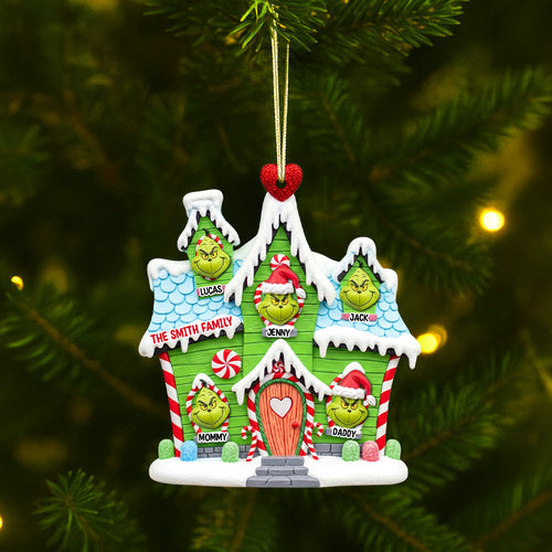 Celebrate Family Joy with Our Grinch-Inspired Christmas Ornament - Personalized Gift for Loved Ones Ornament PopCulturePrints