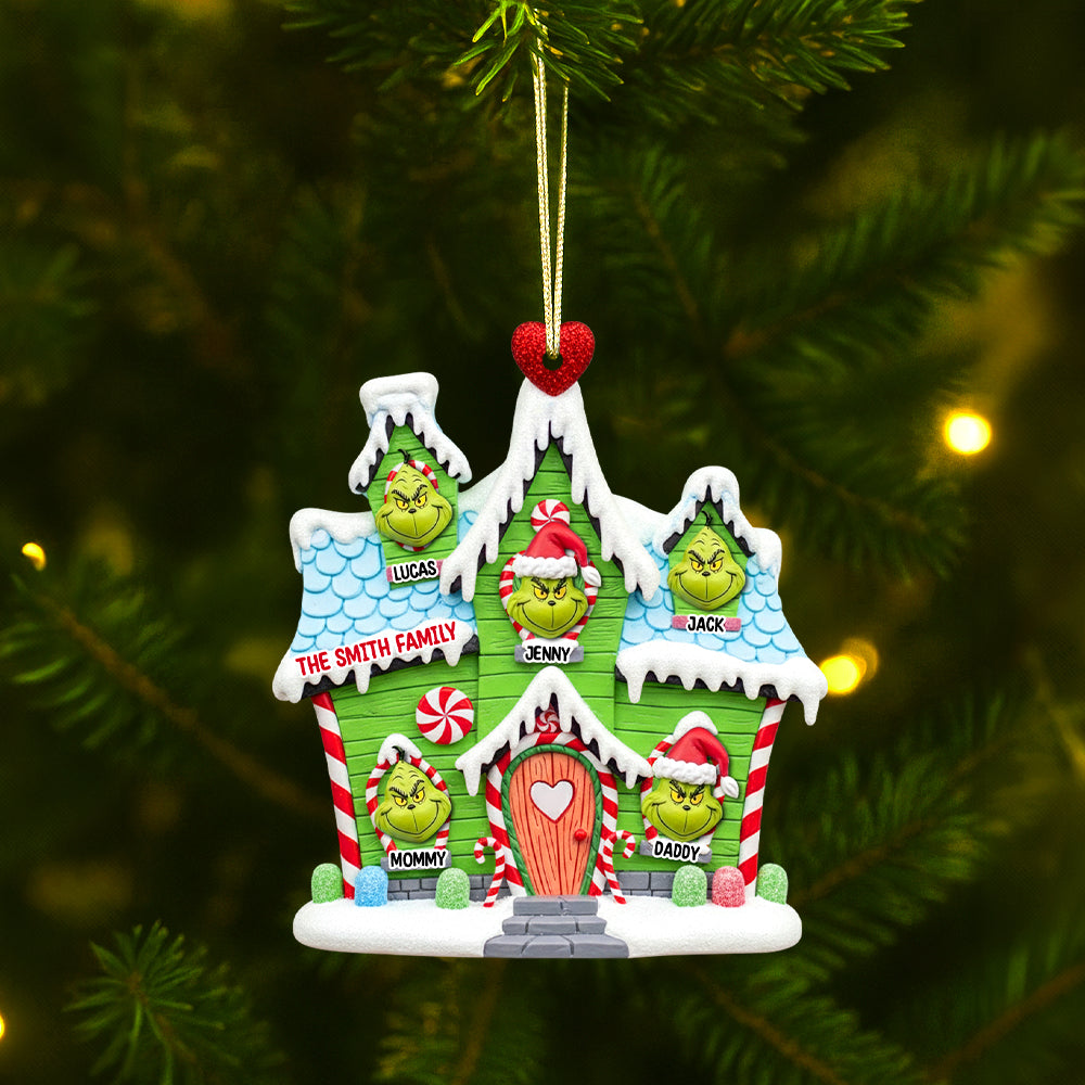 Celebrate Family Joy with Our Grinch-Inspired Christmas Ornament - Personalized Gift for Loved Ones Ornament PopCulturePrints