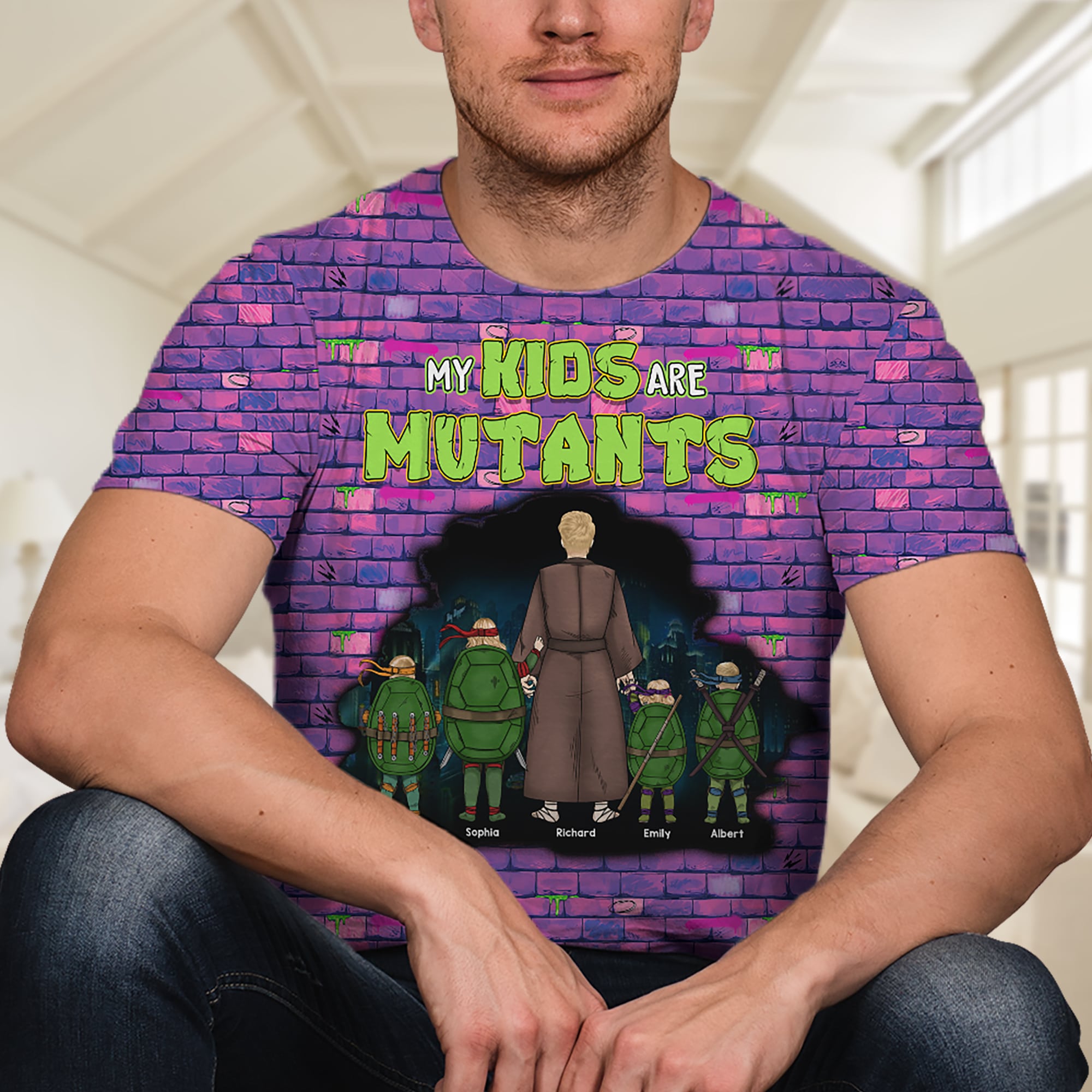 Customizable 'My Kids Are Mutants' Dad 3D Shirt