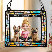 Load image into Gallery viewer, Cherish Your Love for Pups - Personalized Dog Mom &amp; Dog Dad Hanging Suncatcher Ornament Suncatcher Ornament PopCulturePrints
