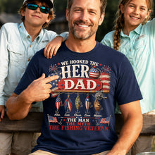 Load image into Gallery viewer, We Hooked The Hero Dad - Personalized Fishing Shirt for Father's Day Shirts PopCulturePrints
