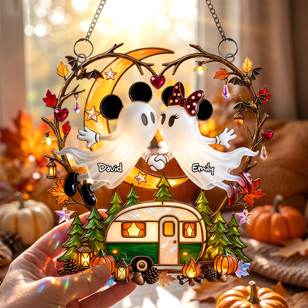 Ethereal Love - Boo Couple Camping Suncatcher - Personalized Halloween Gift