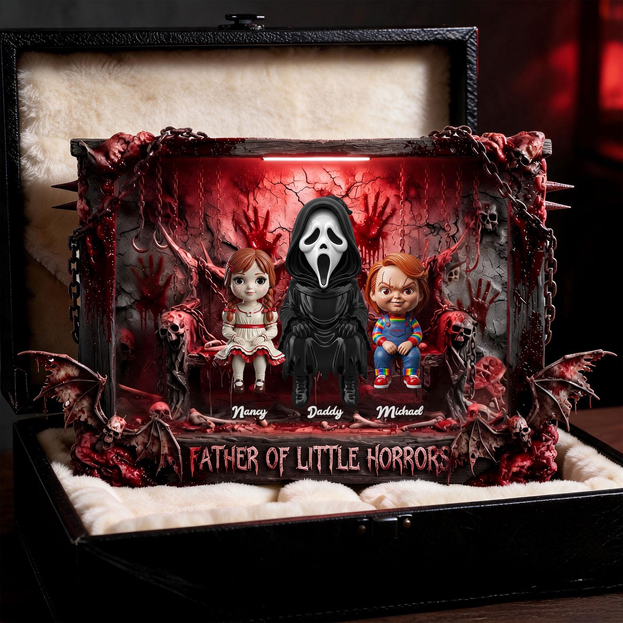 "For the Dad Who Loves a Touch of Spookiness" - Father Of Little Horrors Acrylic Plaque - Personalized Gift for Dads, Grandpas, and Horror Fans Shaped Plaques PopCulturePrints
