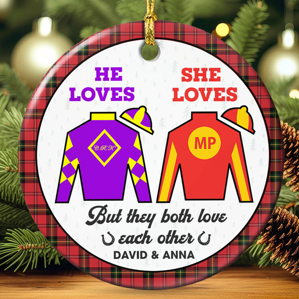 Personalized Horse Racing Ornament for Couples - Valentine's Day Gifts Ornament PopCulturePrints