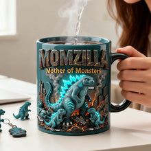 Load image into Gallery viewer, “Momzilla, Mother of Monsters” - Personalized Giant Creature Mom Magic Mug - Gifts for Mothers, Grandmothers, and More Coffee Mug PopCulturePrints
