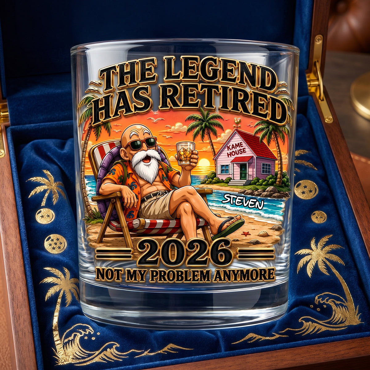 The Legend Has Retired - Personalized Round Glass Gift