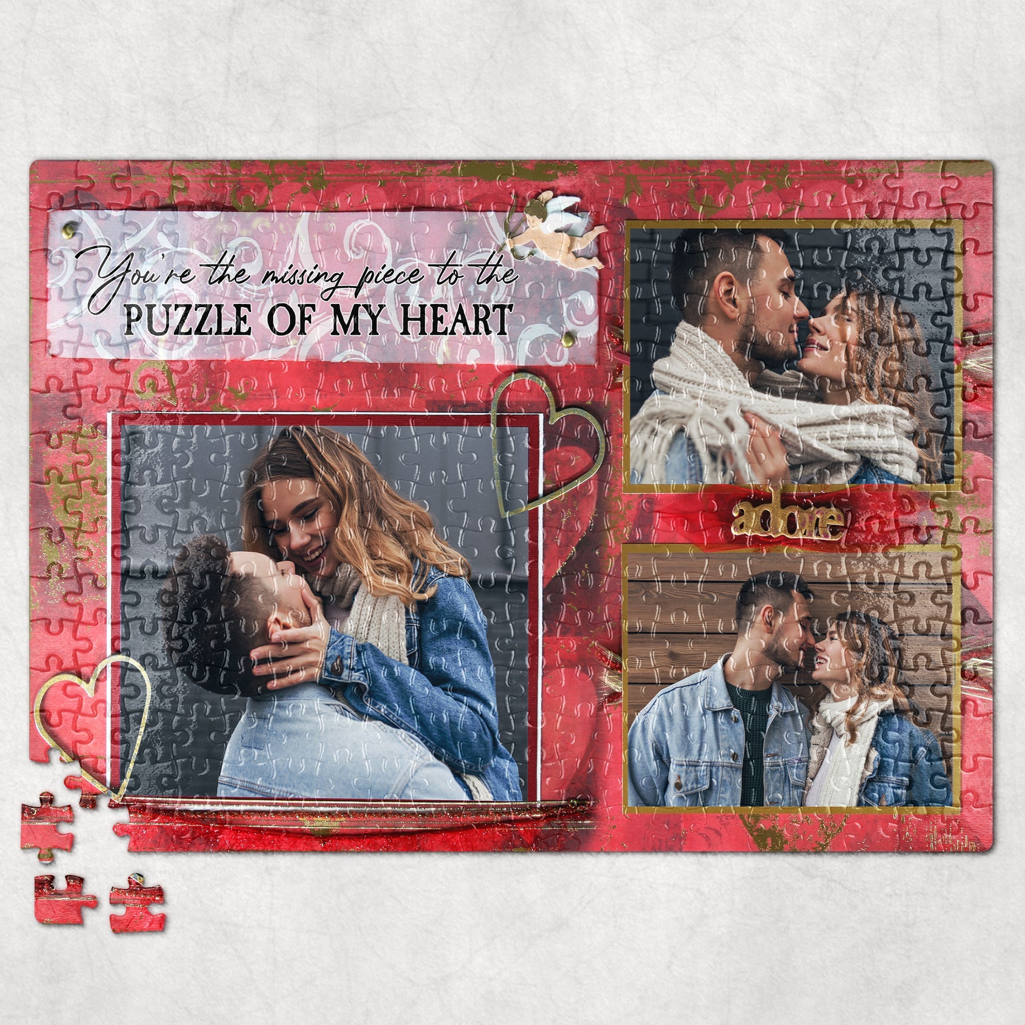 Personalized Couple Photo Jigsaw Puzzle - You're The Missing Piece To The Puzzle Of My Heart Wood Sign PopCulturePrints