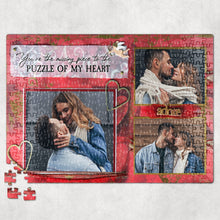 Load image into Gallery viewer, Personalized Couple Photo Jigsaw Puzzle - You're The Missing Piece To The Puzzle Of My Heart Wood Sign PopCulturePrints
