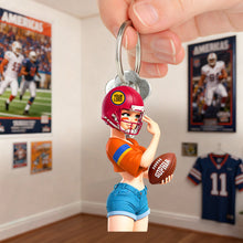 Load image into Gallery viewer, Sassy Sporty Girl Acrylic Keychain - Personalized Gift for Sports Lovers Keychains PopCulturePrints
