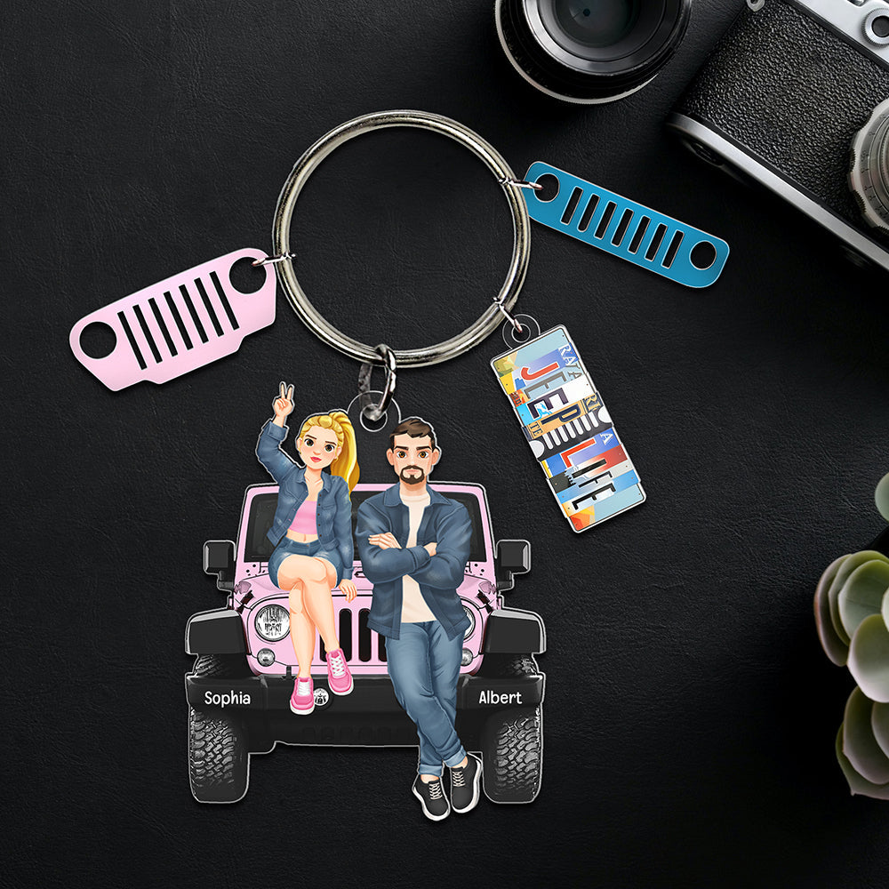 Personalized Jeep Couple Keychain