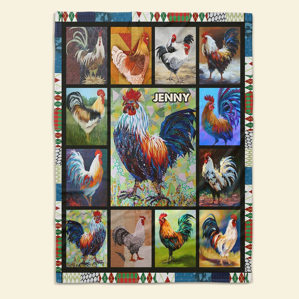 Personalized Chicken Lover Blanket - Custom Rooster Art Blanket PopCulturePrints