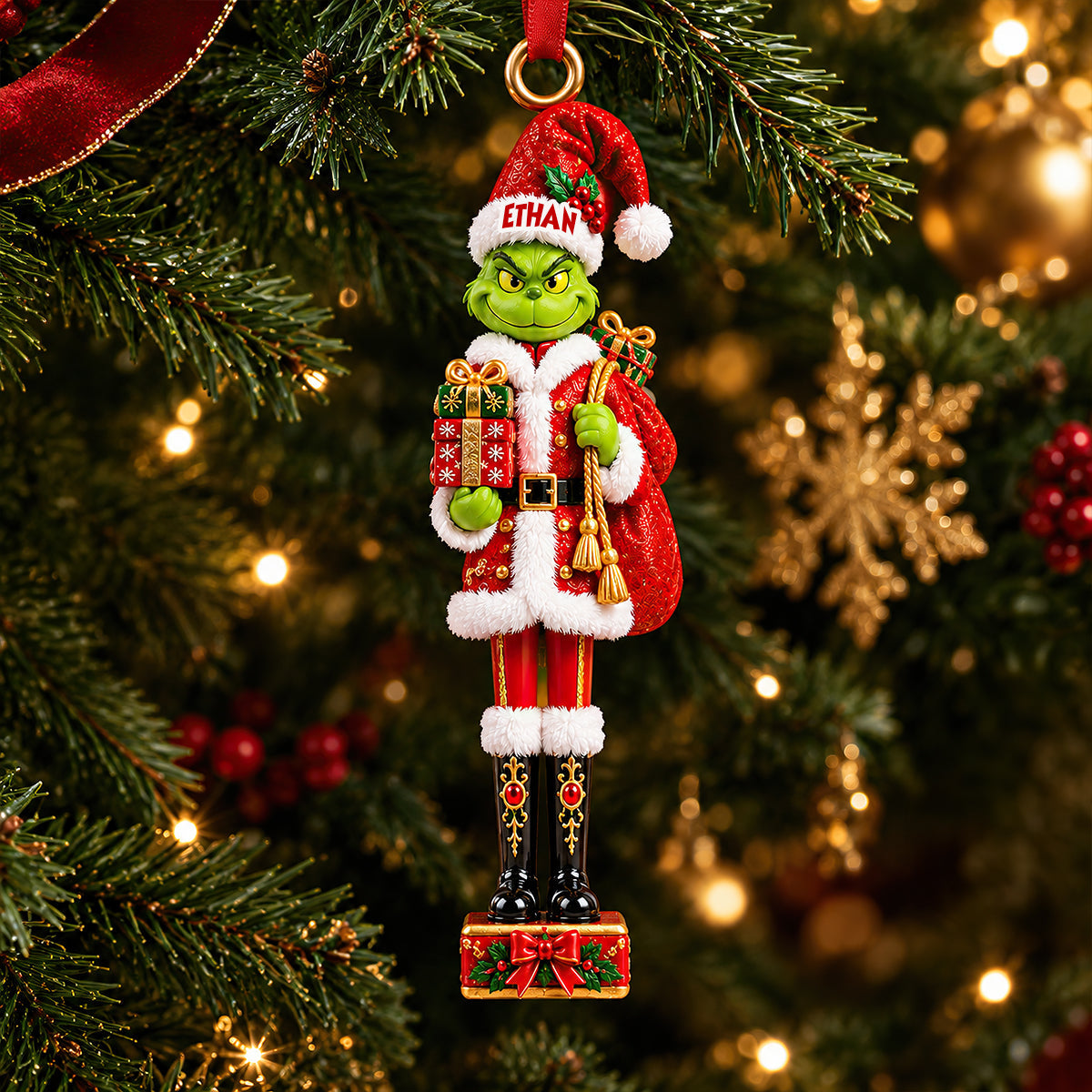 “Spread Christmas Cheer with Personalized Whimsical Grinch Ornaments” - Acrylic Ornament for Everyone