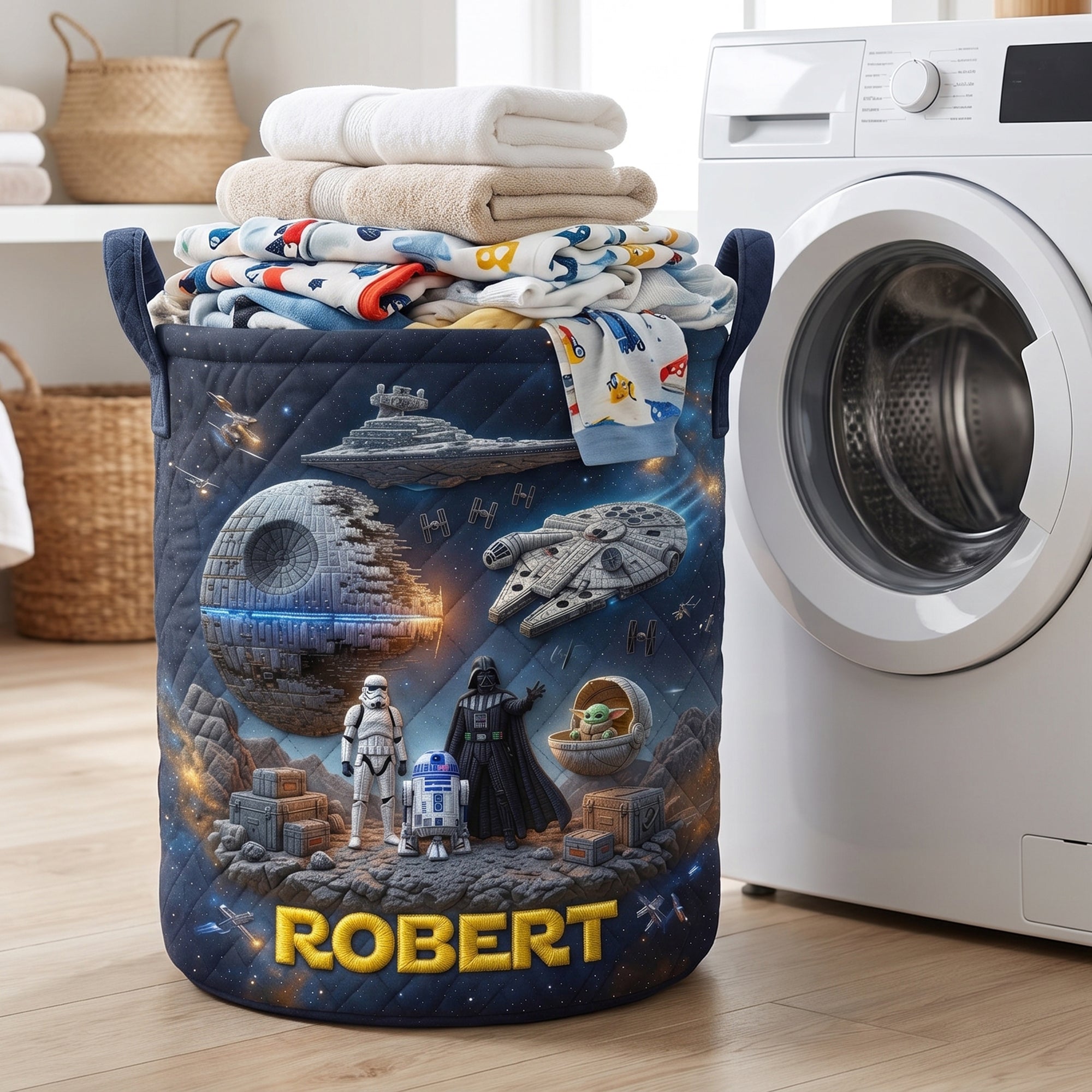 Space Quilted Laundry Basket - Personalized Gifts For Space Lovers 01OHQN130726 Laundry Basket PopCulturePrints