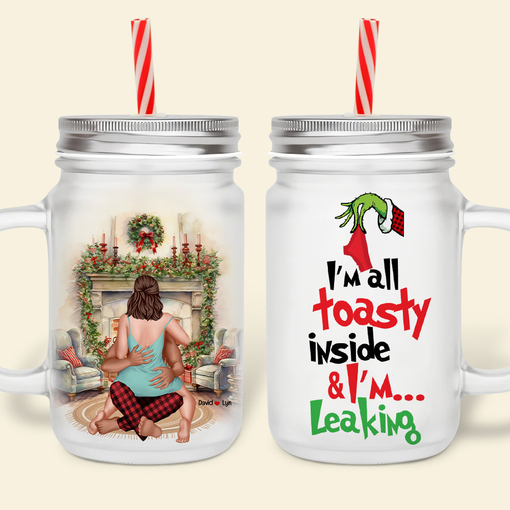 Personalized Frosted Mason Jar - Cozy Christmas Couple Gift