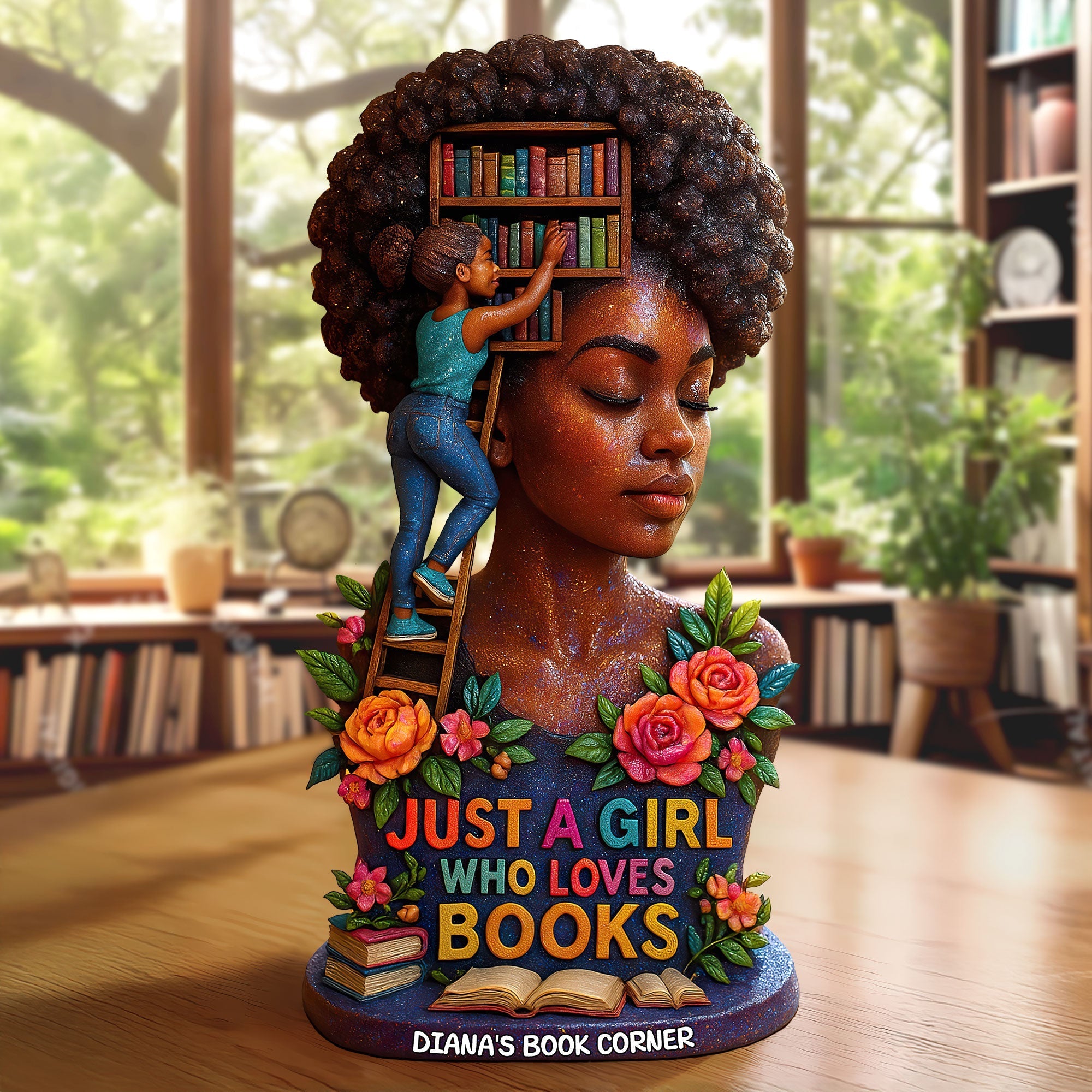 Just A Girl Who Loves Books - Personalized Acrylic Plaque for Book Lovers Shaped Plaques PopCulturePrints