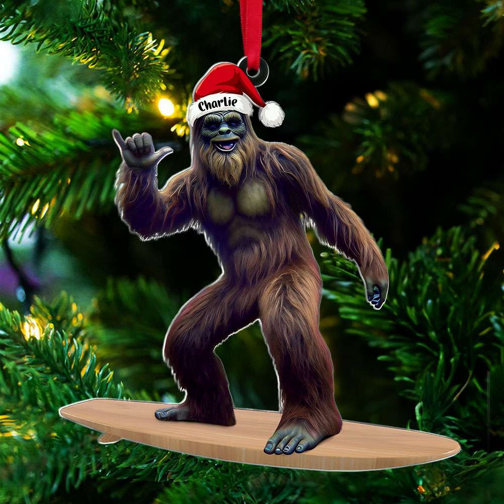Customizable Santa Surfer Bigfoot Ornament Ornament PopCulturePrints