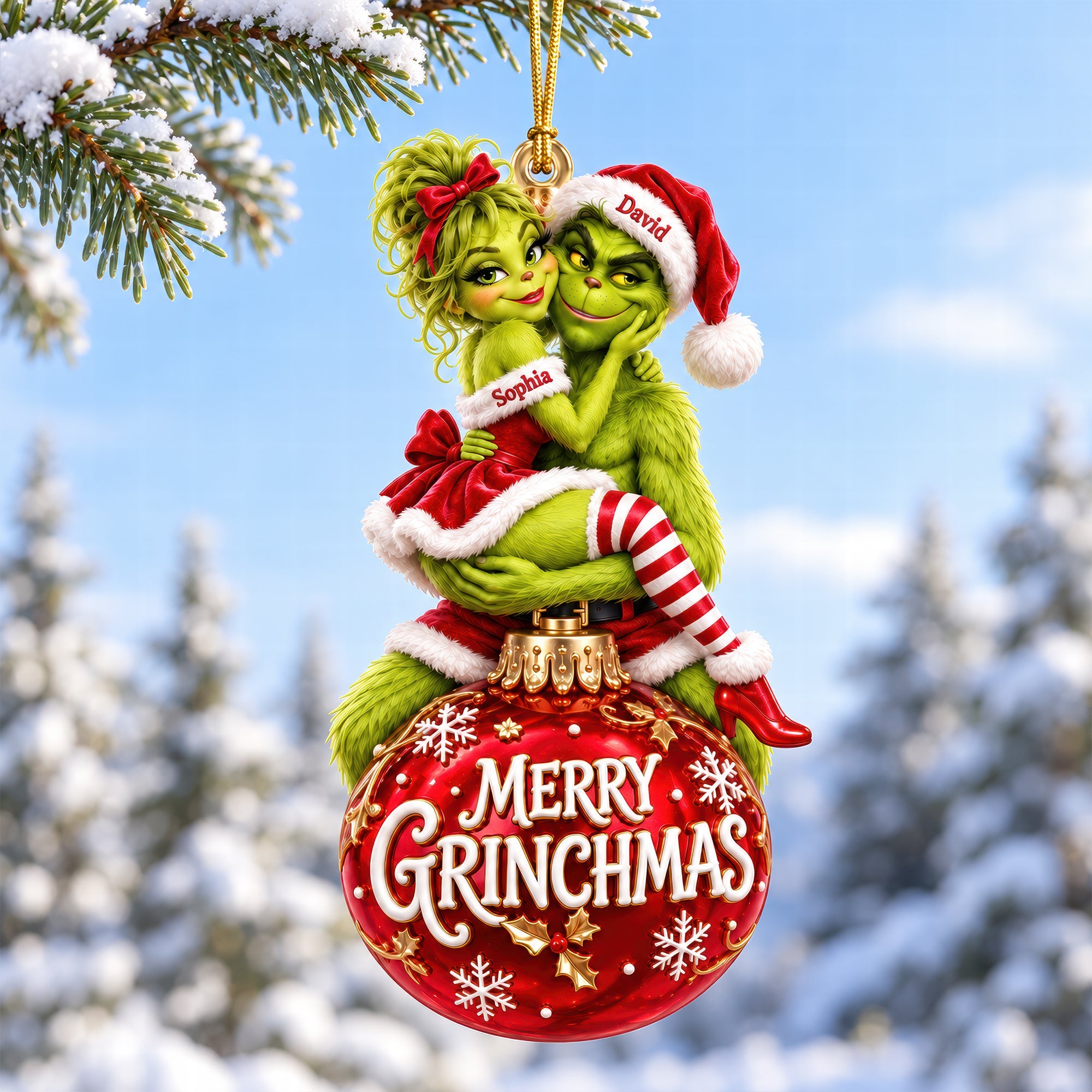 Merry Grinchmas - Naughty Couple Christmas Ornament Ornament PopCulturePrints