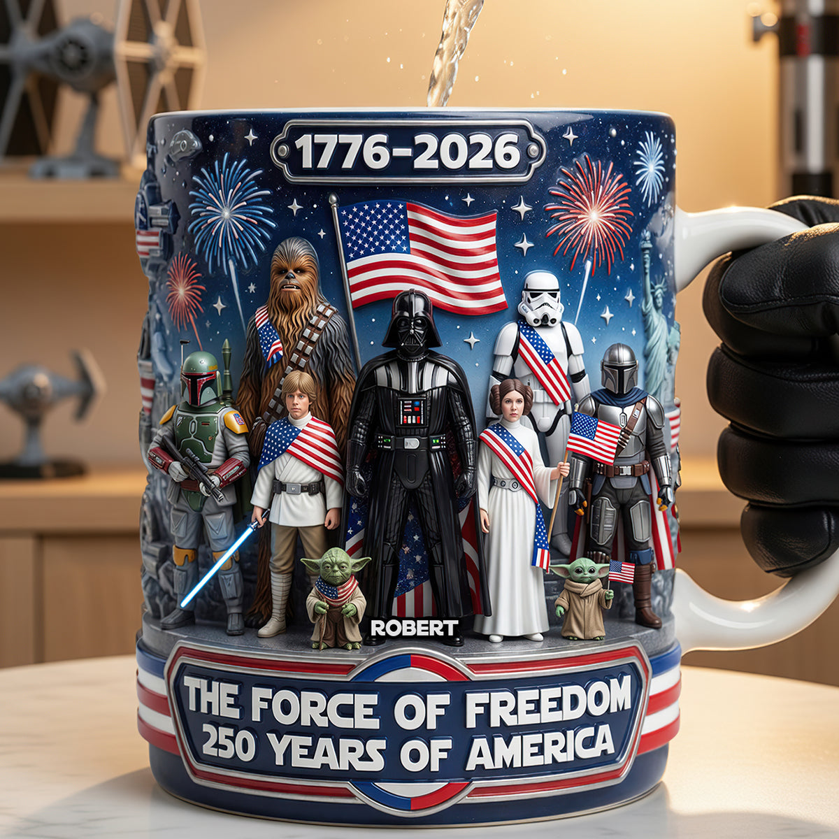 "Celebrating Freedom Together: 250 Years of America" - Personalized Magic Mug - Perfect Gift for Patriots, Friends, and Family