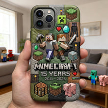 Load image into Gallery viewer, "Celebrate 15 Years of Adventure!" - Personalized Minecraft Phone Case for Fans and Gamers Phone Case PopCulturePrints
