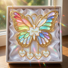 Load image into Gallery viewer, "Celebrate Love with a Personal Touch" - Butterfly Mom Suncatcher Ornament - Custom Gift for Mom, Grandma, and More Ornament PopCulturePrints
