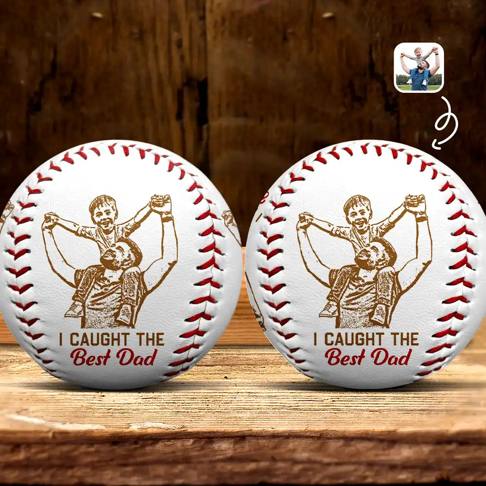 I Caught The Best Dad - Personalized Baseball/Softball Art Baseball, Softball PopCulturePrints