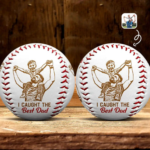 I Caught The Best Dad - Personalized Baseball/Softball Art Baseball, Softball PopCulturePrints