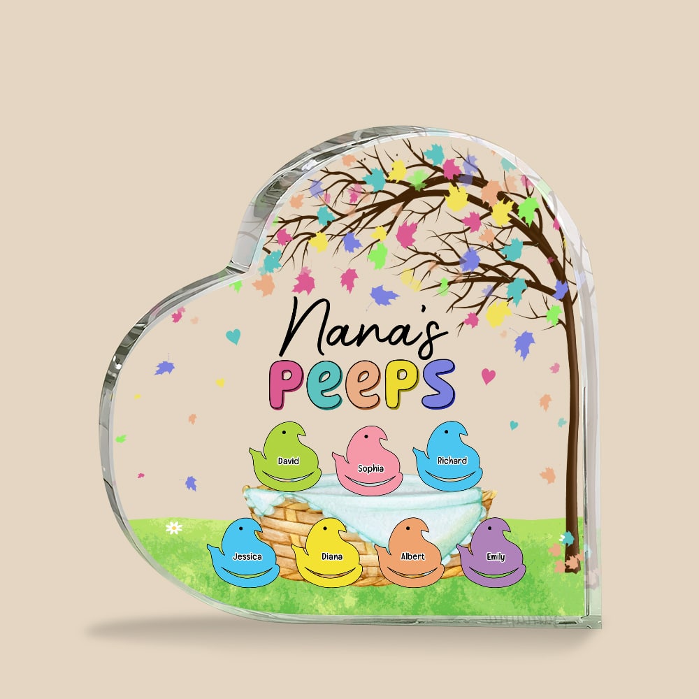 Personalized 'Nana's Peeps' Heart Plaque for Moms Shaped Plaques PopCulturePrints