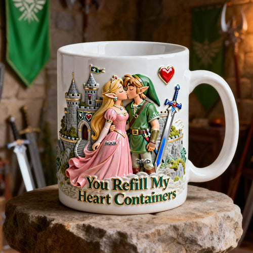You Refill My Heart Containers - Personalized Fantasy Adventure Couple Coffee Mug Coffee Mug PopCulturePrints