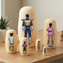 Load image into Gallery viewer, "Embrace Your Family's Legacy" - Personalize Your Legend Warrior Family Nesting Dolls - Unique Gift for Everyone Wooden Nesting Dolls PopCulturePrints
