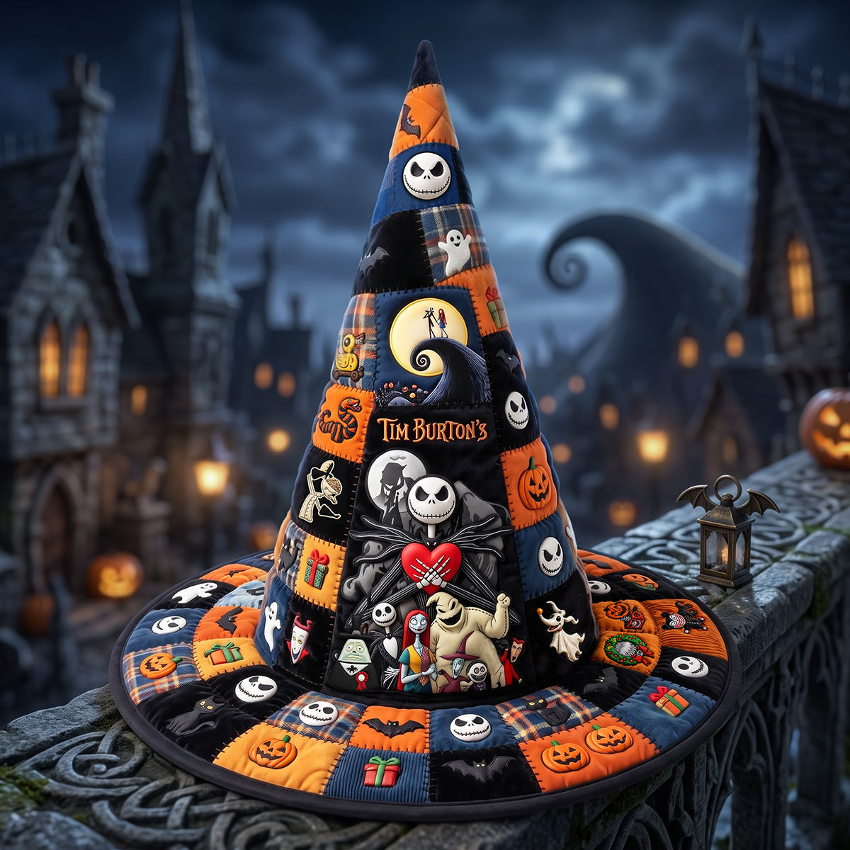 “Embrace the Spooky Spirit!” Personalize Your Dramatic Halloween Night Quilted Witch Hat - Perfect Gift for Family and Friends
