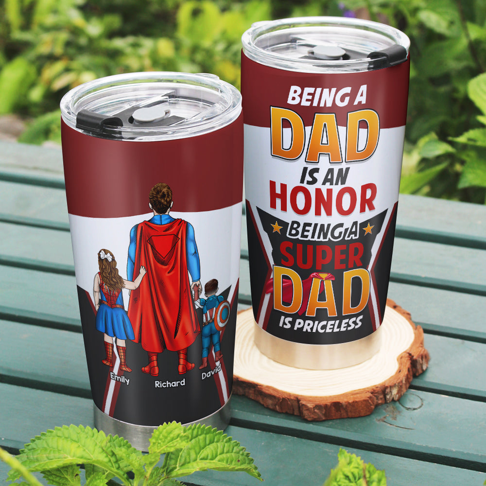 Custom Super Dad Tumbler - Personalized Father's Day Gift Tumbler Cup PopCulturePrints