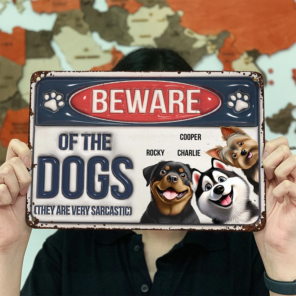 Beware of the Dog (He Wants Cuddles) - Personalized Classic Metal Sign - Perfect Gift for Pet Lovers Metal Sign PopCulturePrints