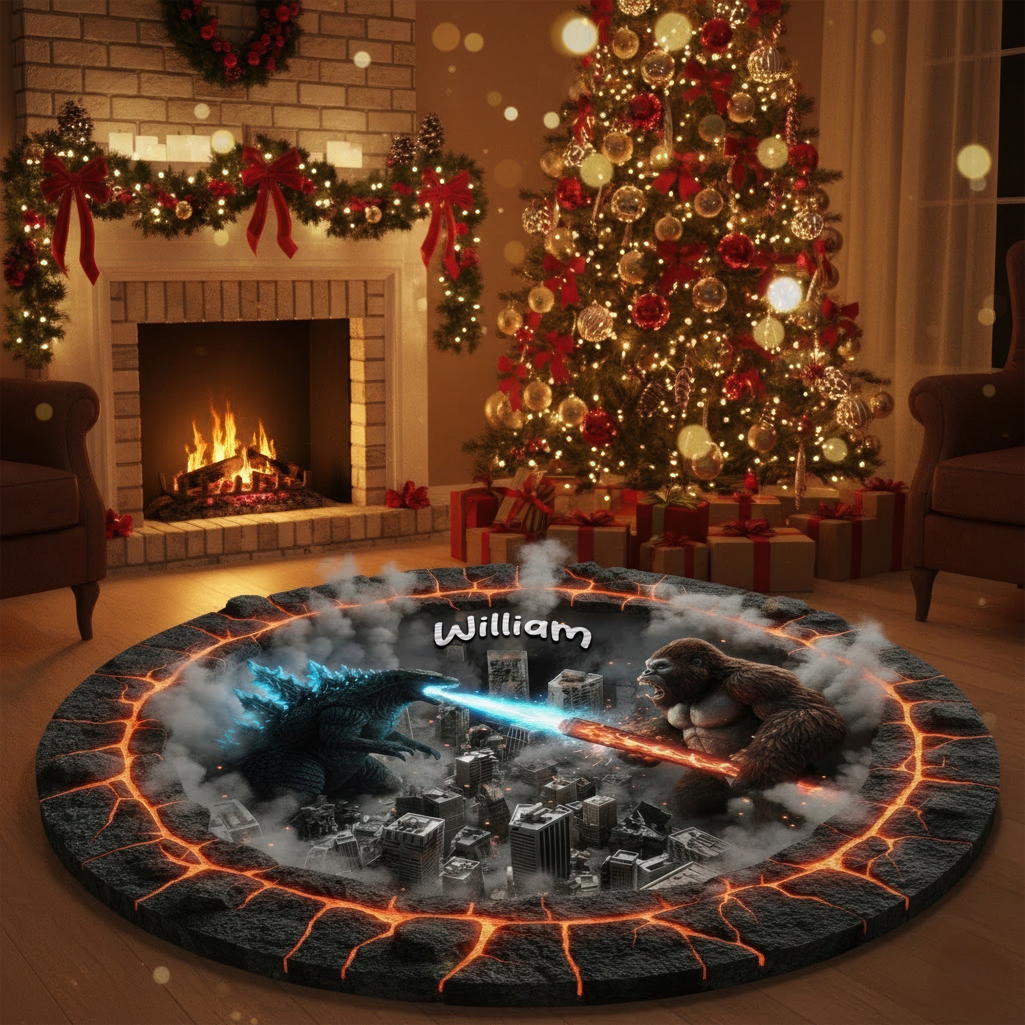 Unleash Epic Battles with Our Monster Battle Doormat - Personalized Gift for Movie Fans Doormat PopCulturePrints