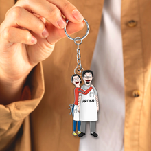 Load image into Gallery viewer, Personalized Cartoon Couple Keychain | Custom Valentine&#39;s Day Gifts Keychains PopCulturePrints
