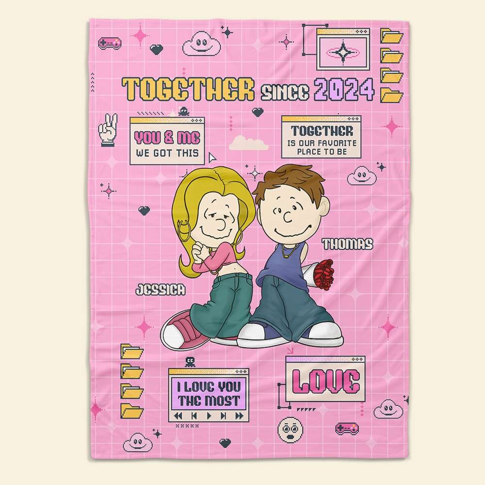 Personalized Pop Culture Couple Blanket – Together Since 2024 Blanket PopCulturePrints