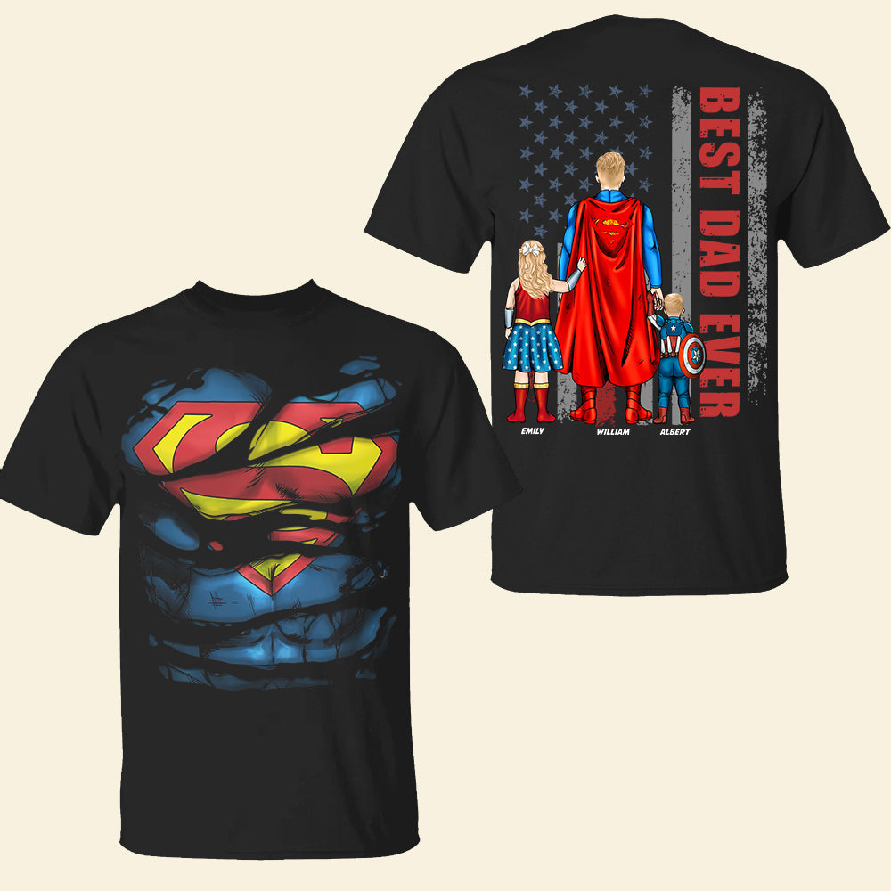 Best Dad Ever - Personalized Gift for Dad & Grandpa | Customizable Family Shirt Shirts PopCulturePrints