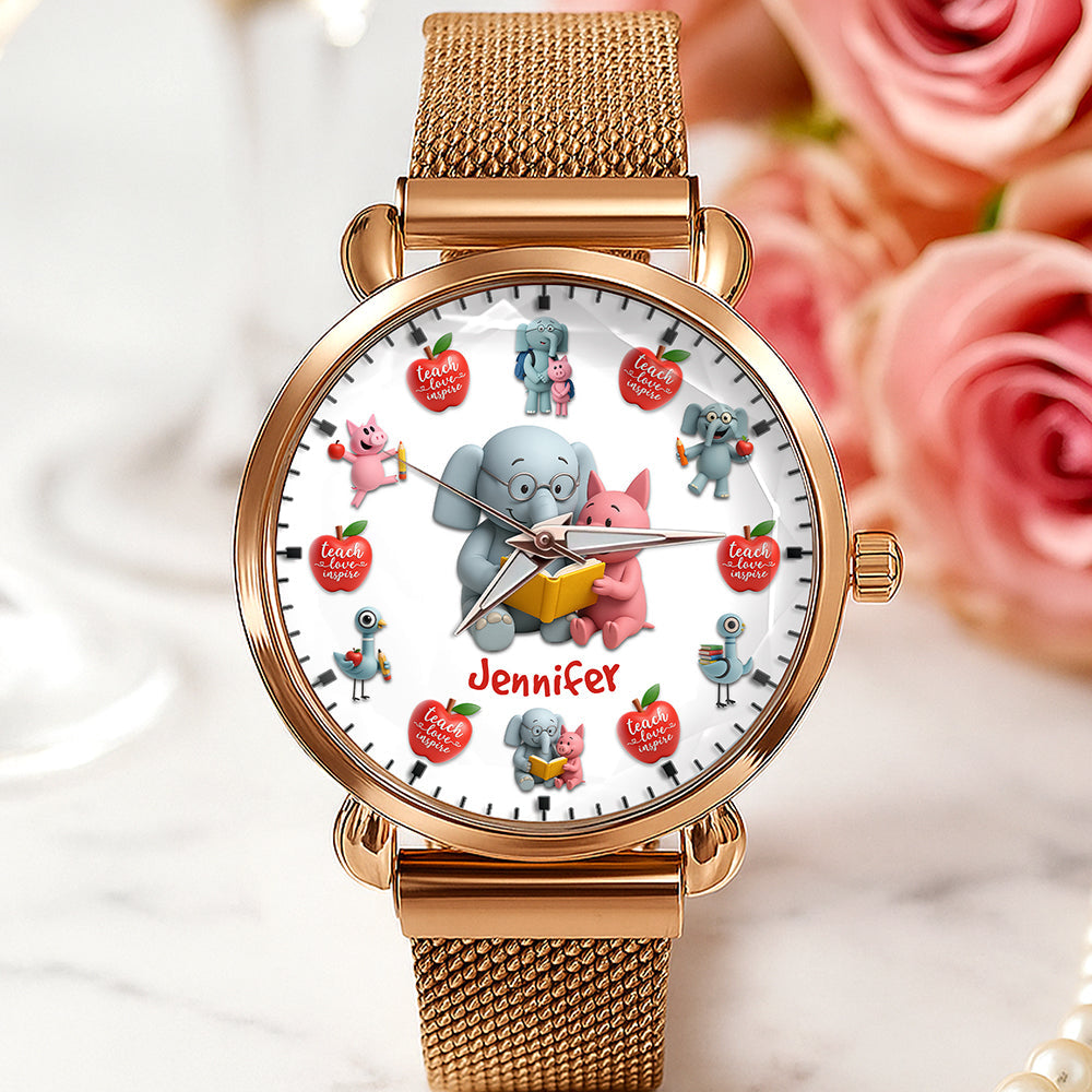 Teach, Love, Inspire - Personalized Teacher Quartz Watch Quartz Watch PopCulturePrints
