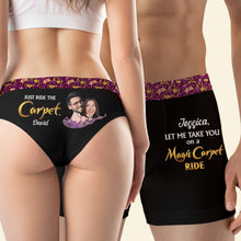 Load image into Gallery viewer, Magic Carpet Ride Personalized Couple Boxers - Fun &amp; Unique Valentine's Day Gifts Boxer Briefs PopCulturePrints
