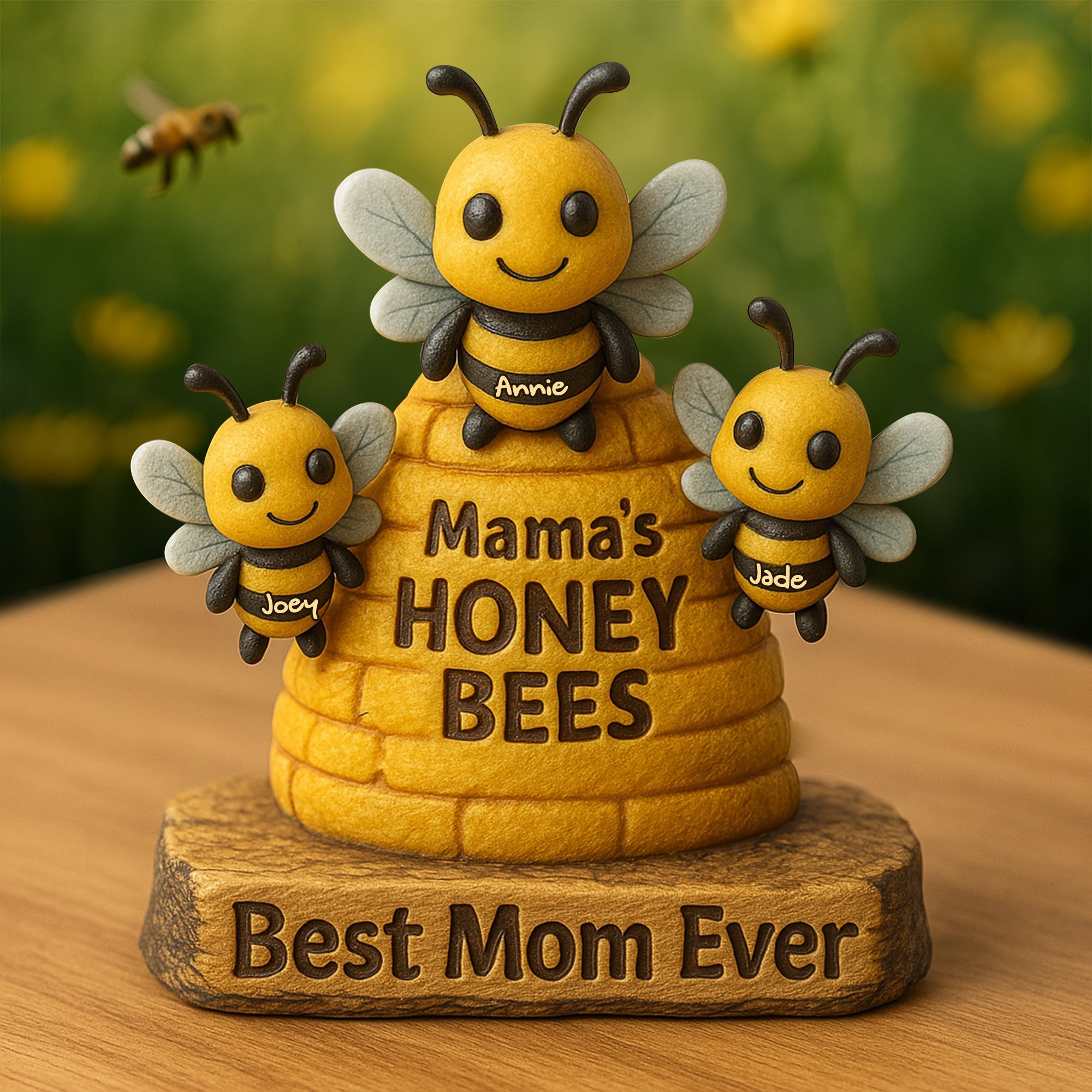 Mama's Honey Bees - Best Mom Ever - Personalized Acrylic Plaque for Mom & Grandma Shaped Plaques PopCulturePrints