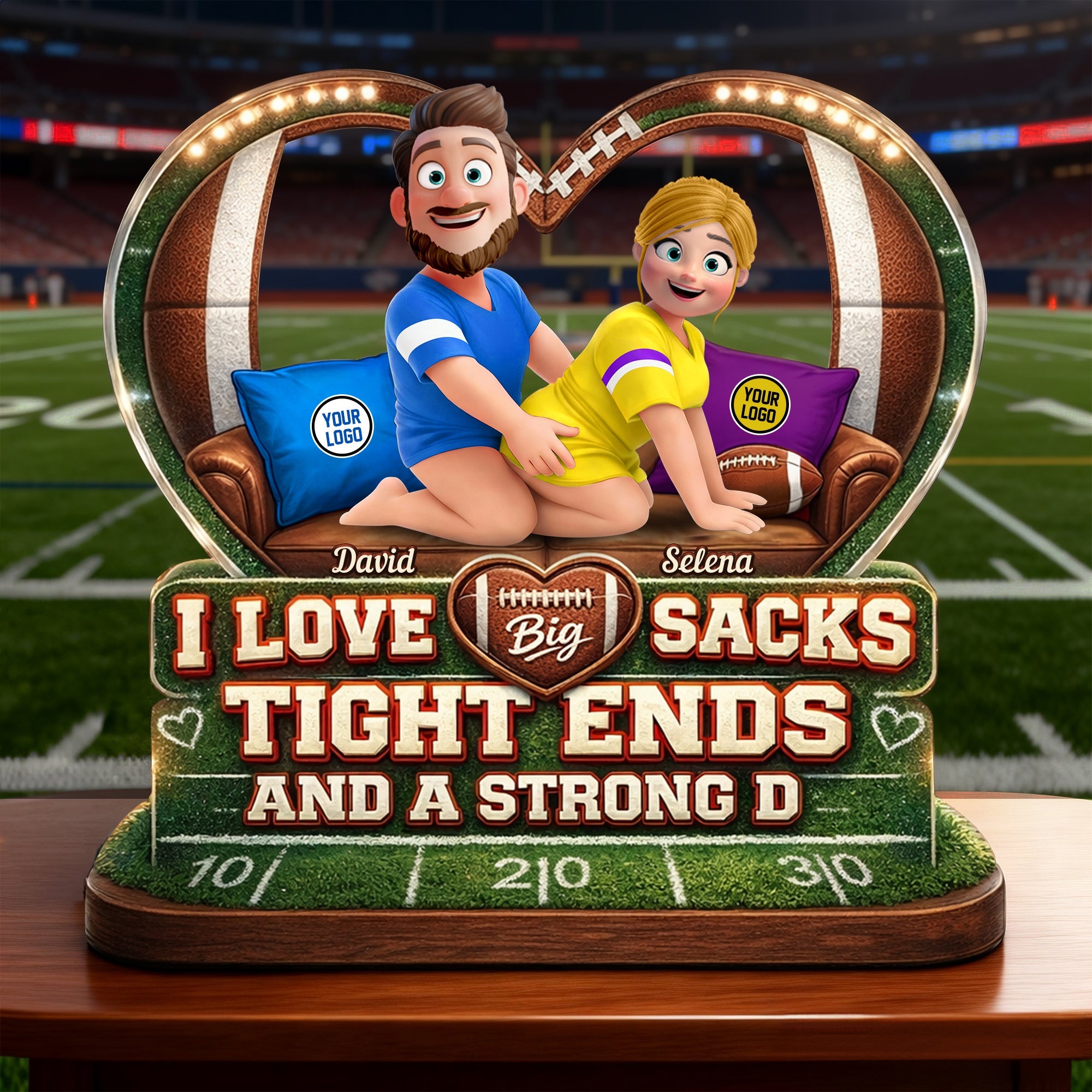 I Love Big Sacks - Sporty Couple Acrylic Plaque - Personalized Gift For Sporty Couples Shaped Plaques PopCulturePrints