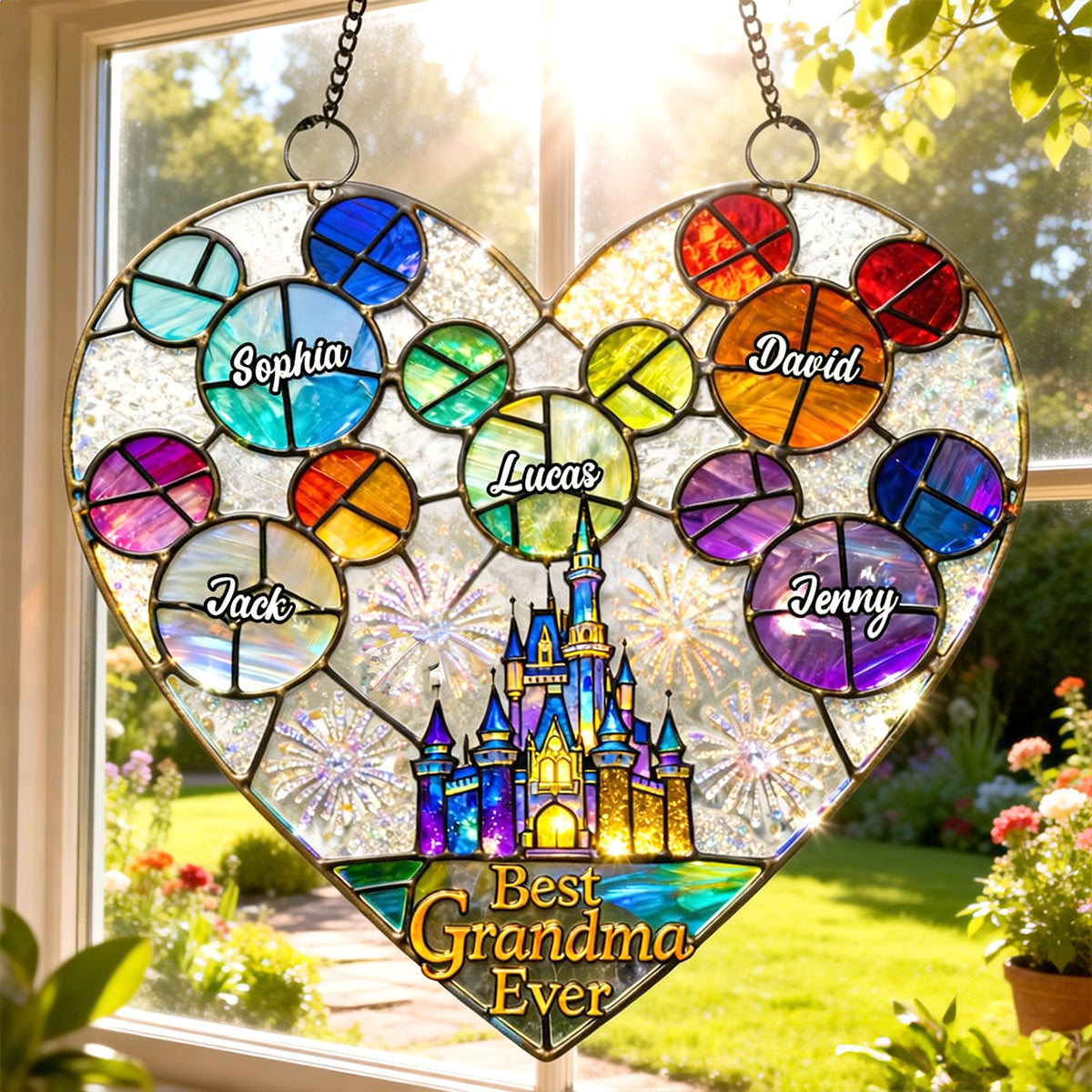 "Best Grandma Ever" - Customizable Suncatcher Ornament - Perfect Gift for Grandma and Mom Ornament PopCulturePrints