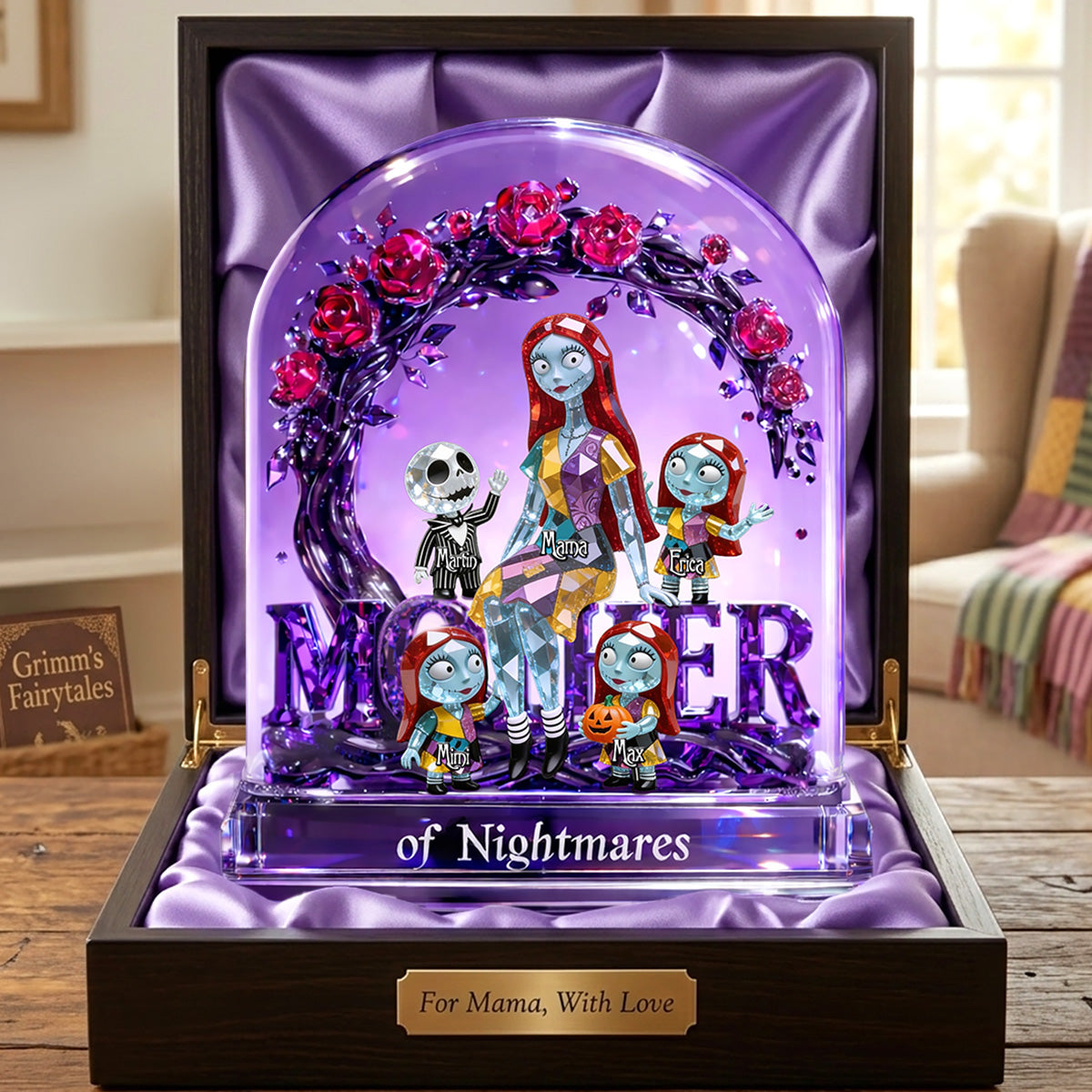 "Embrace the Nightmares with Love!" - Personalized Horror Mom Plaque - Unique Mother's Day Gift for Mom, Grandma & More Shaped Plaques PopCulturePrints