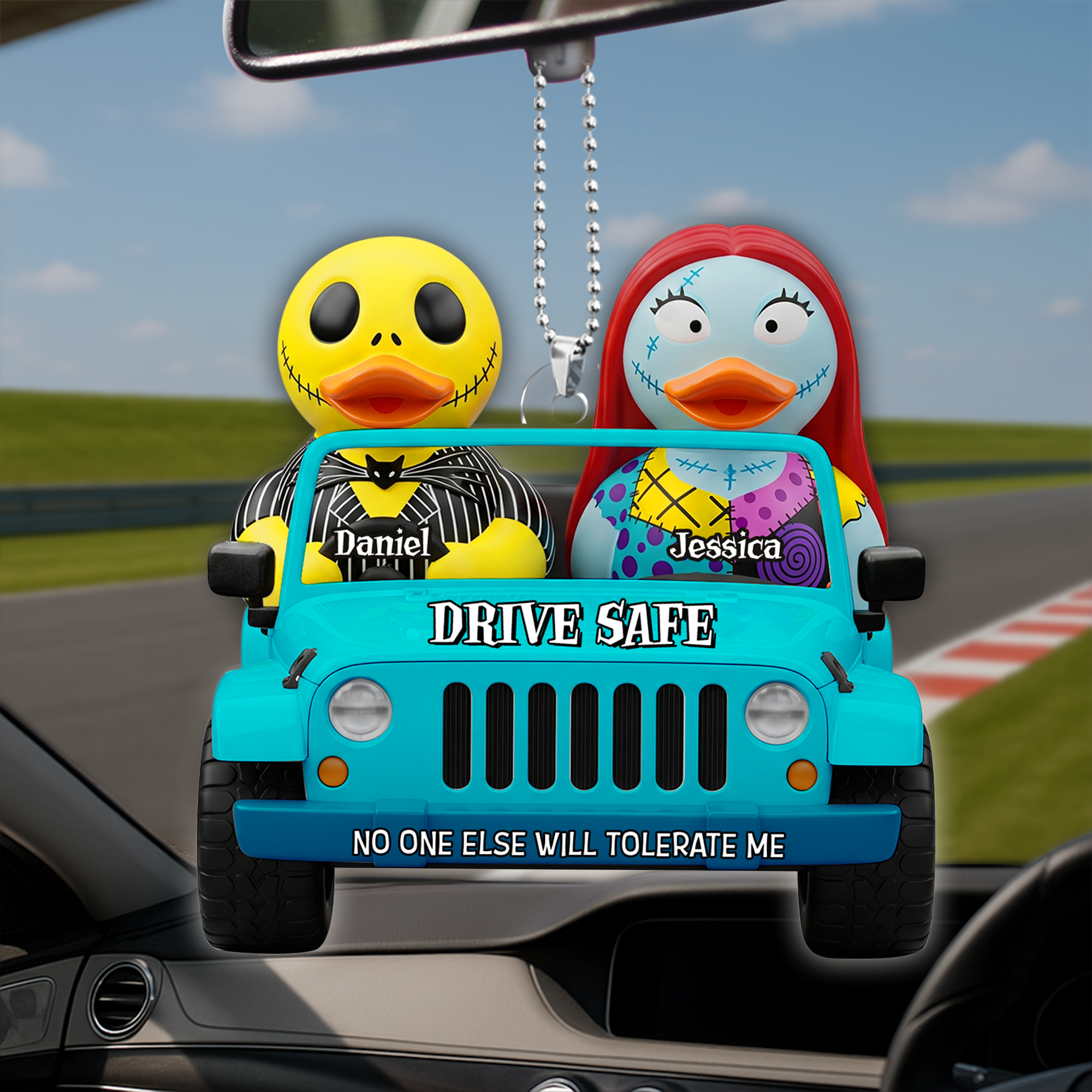 “Drive Safe, My Love!” - Spooky Couple Car Ornament - Personalized Gifts for Couples Ornament PopCulturePrints