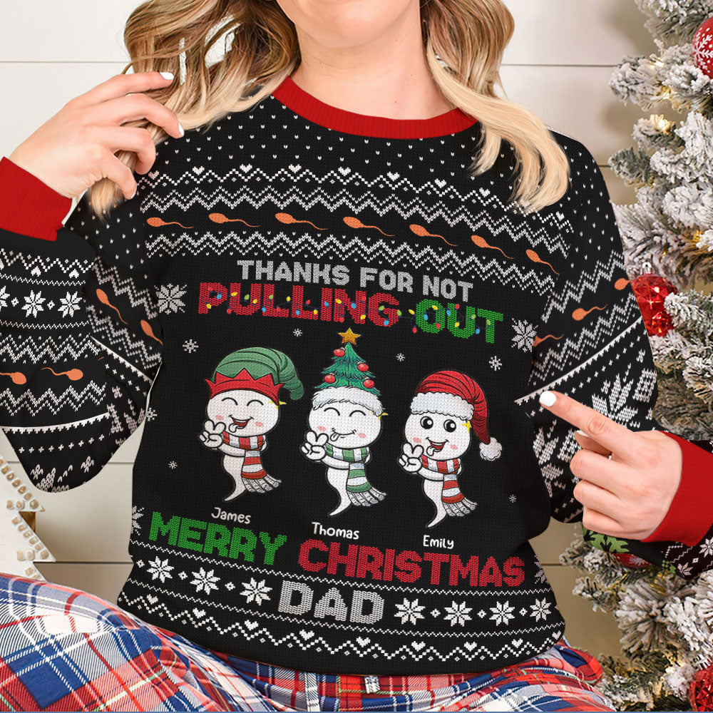 Personalized Funny Dad Christmas Sweater - Humor & Love AOP Products PopCulturePrints