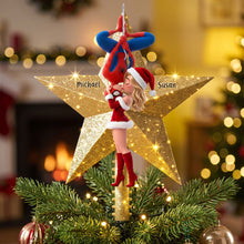 Load image into Gallery viewer, Love Blooms Under the Christmas Star - Personalized Romantic Kiss Tree Topper for Couples
