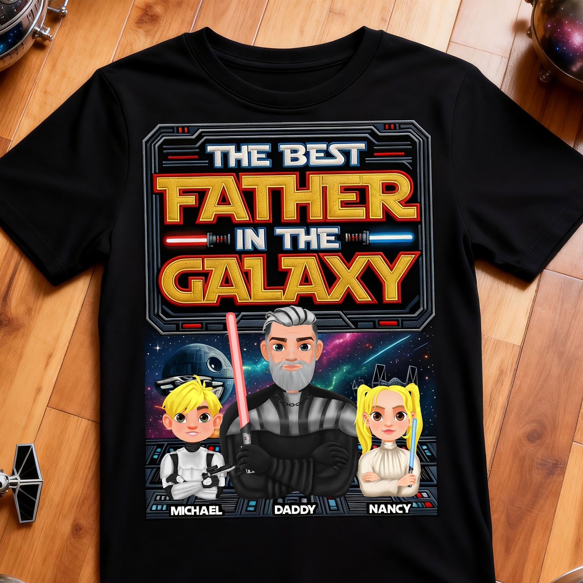 The Best Father in the Galaxy - Personalized Shirt for Dad Shirts PopCulturePrints