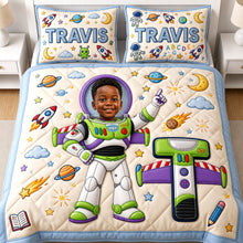 Load image into Gallery viewer, “Blast Off to Dreamland!” - Custom Photo Rocket Space Quilt Bed Set - Personalized Gift for Kids Bedding Set PopCulturePrints
